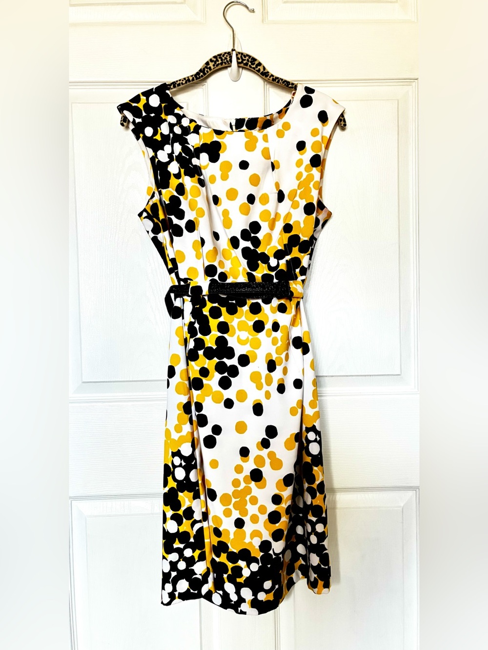 Emma & Michele Yellow and Black Polka Dot Midi Dress